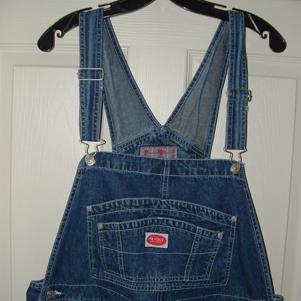 LAST ONE!!! NEW Vintage Sz 20 Blue Denim Carpenter Style Bib Overalls REVOLT - Picture 5 of 10
